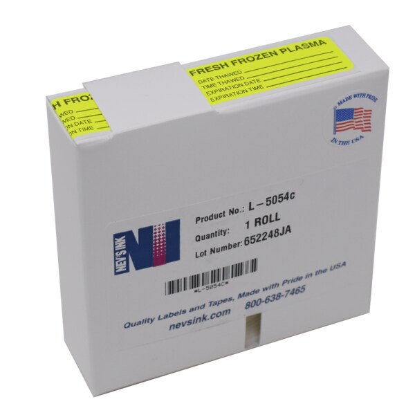 Label, Fresh Frozen Plasma 7/8" x 2-1/4" Fluorescent Chart w/ black